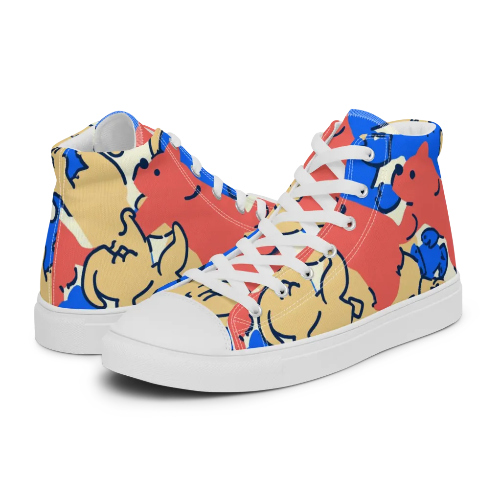 Pop Parade Pups on Women's High Top Canvas Shoes — Left