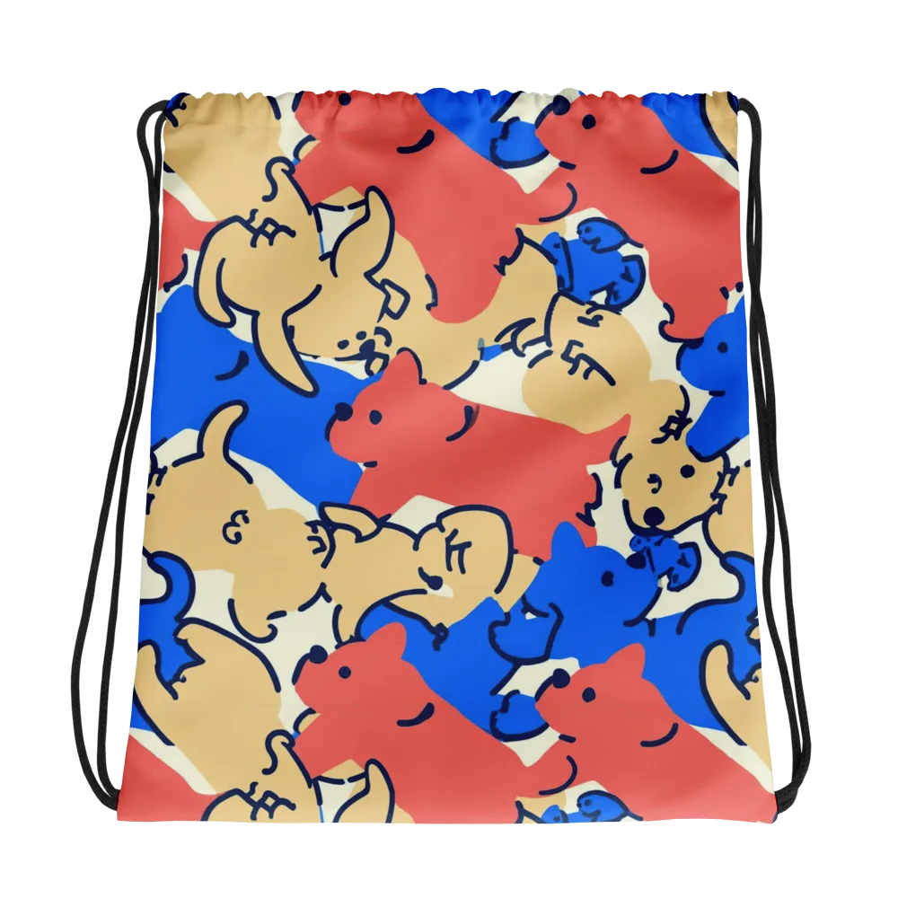 Pop Parade Pups on Drawstring Bag — Photo