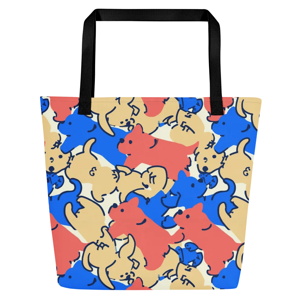 Pop Parade Pups on Large Tote Bag W/ Pocket — Front