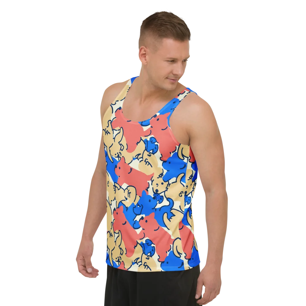 Pop Parade Pups on Men's Tank Top — Left Front