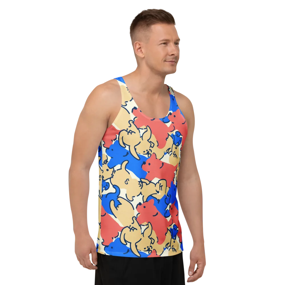Pop Parade Pups on Men's Tank Top — Right Front