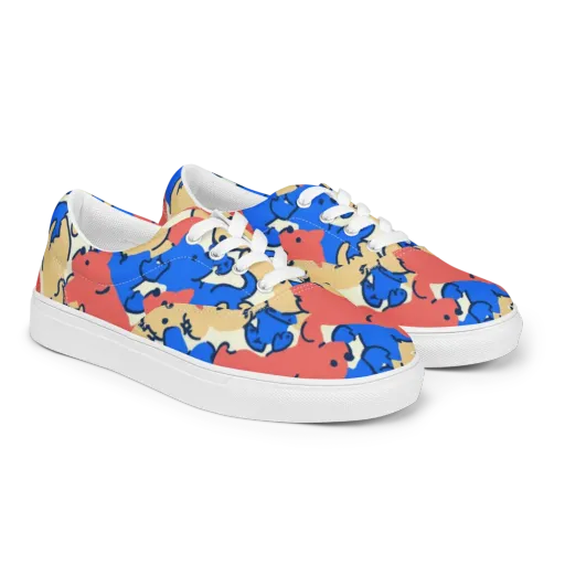 Pop Parade Pups on a Men's Lace-Up Canvas Shoes