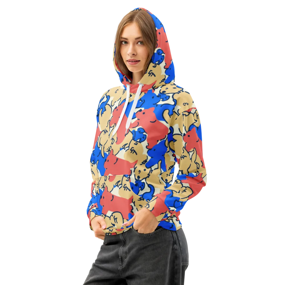 Pop Parade Pups on Cotton Hoodie — Left Front