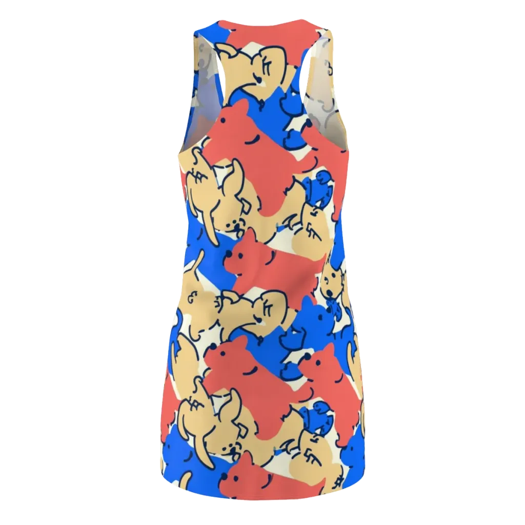Pop Parade Pups on Racerback Dress — Back