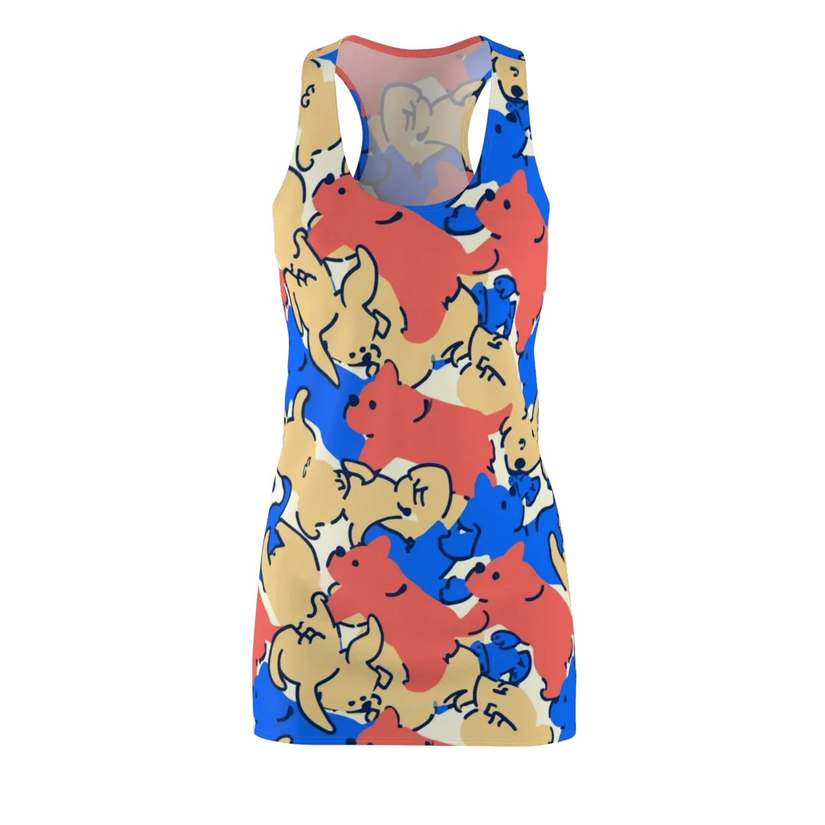Pop Parade Pups on Racerback Dress — Front
