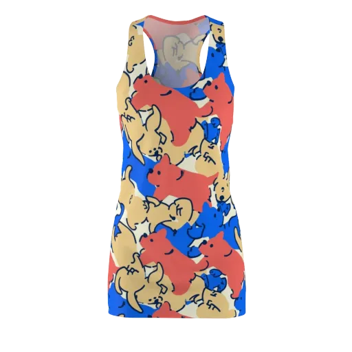 Pop Parade Pups on a Racerback Dress