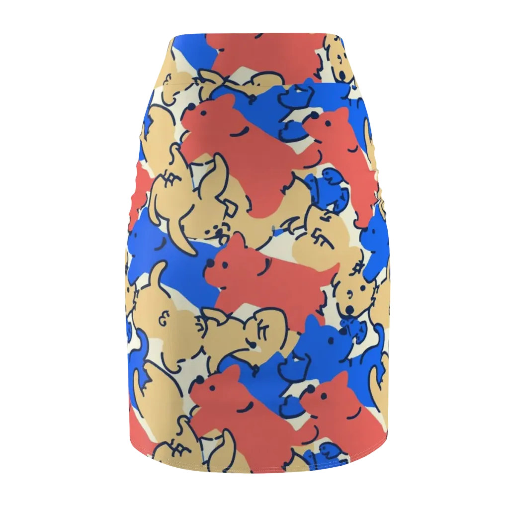 Pop Parade Pups on Pencil Skirt — Back