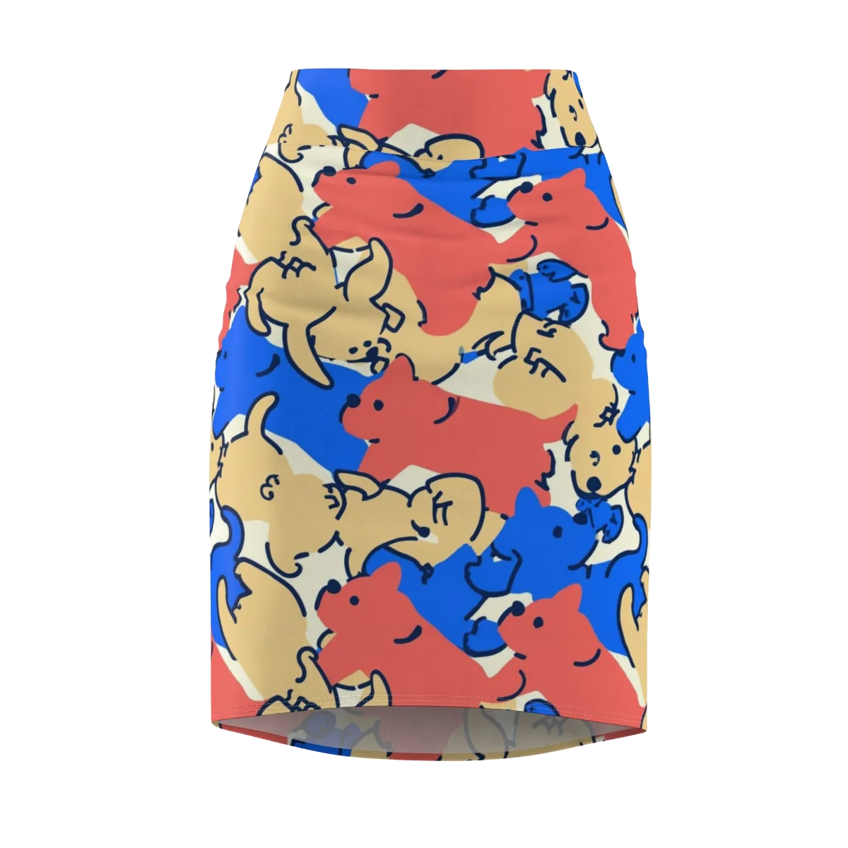 Pop Parade Pups on Pencil Skirt — Front