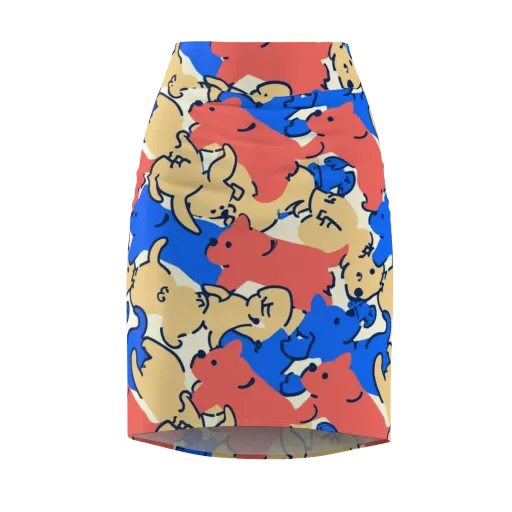 Pop Parade Pups on a Pencil Skirt
