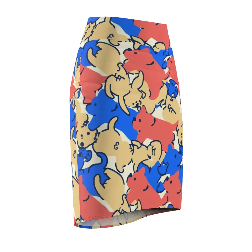 Pop Parade Pups on Pencil Skirt — Front Side