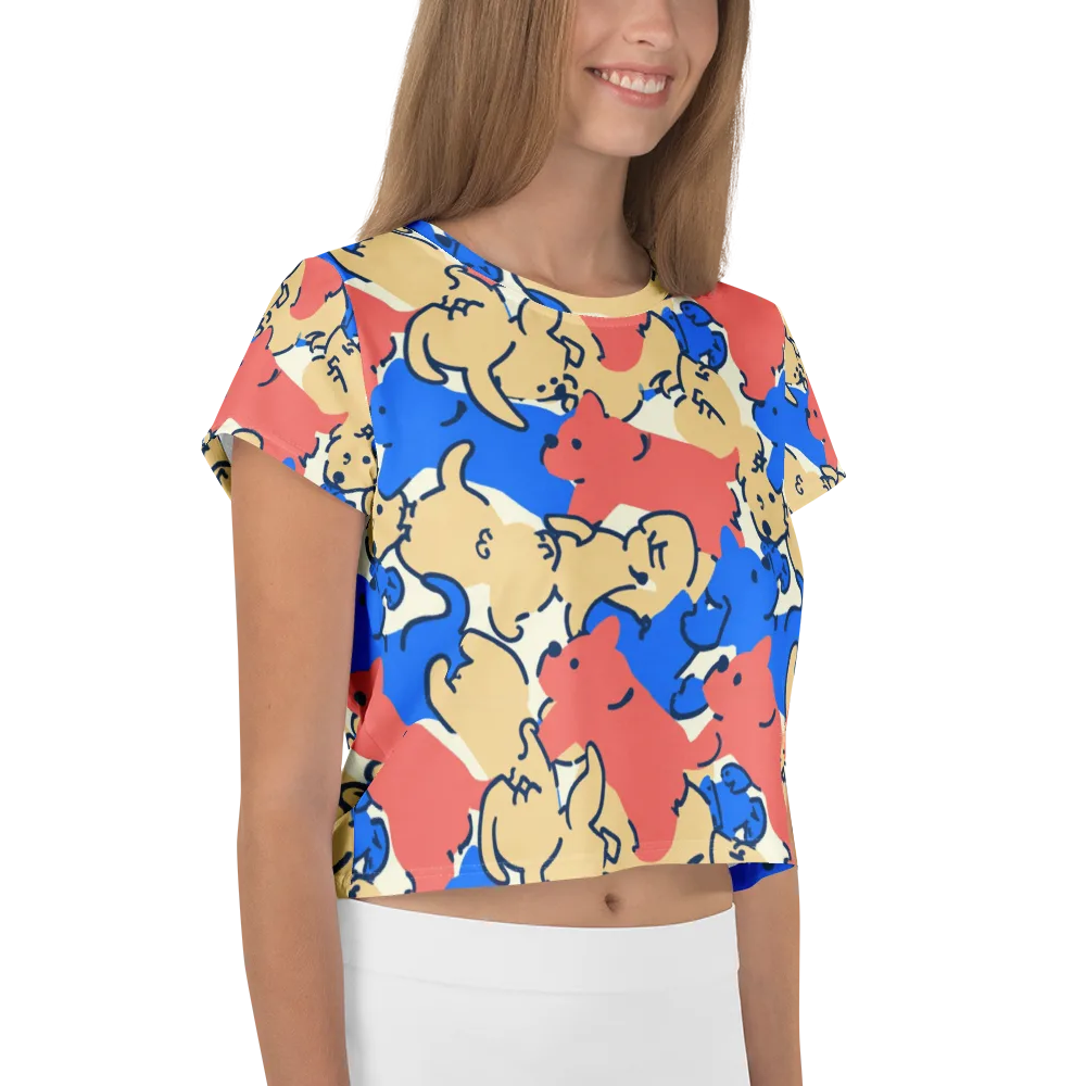 Pop Parade Pups on Crop Tee — Right