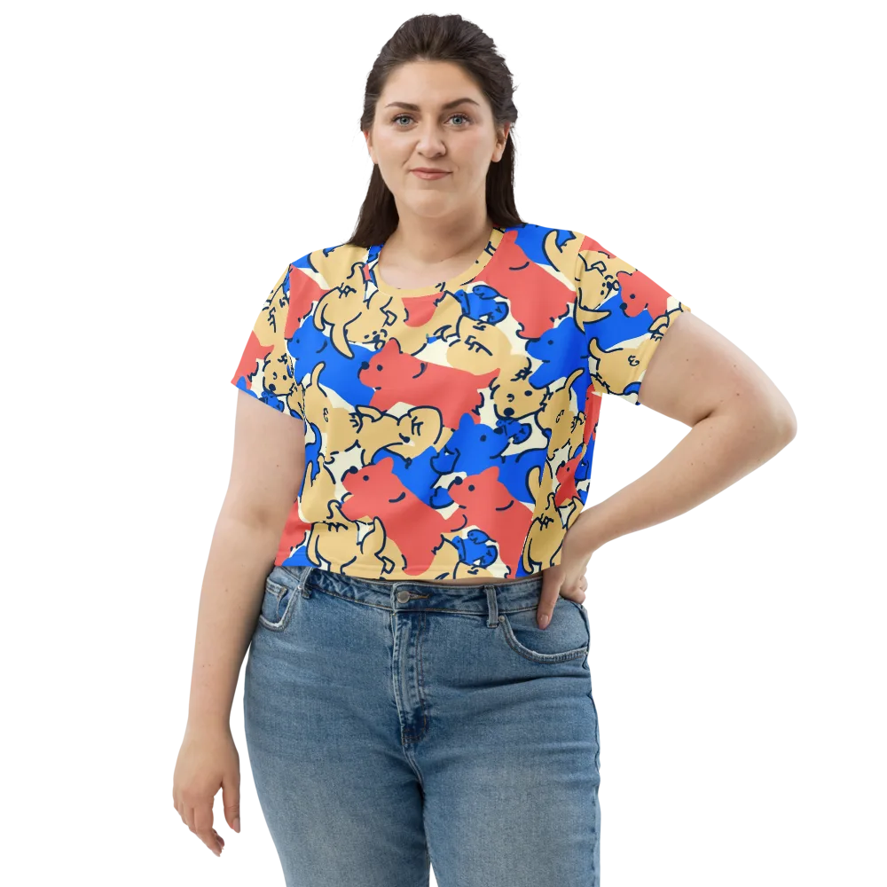Pop Parade Pups on Crop Tee — Front