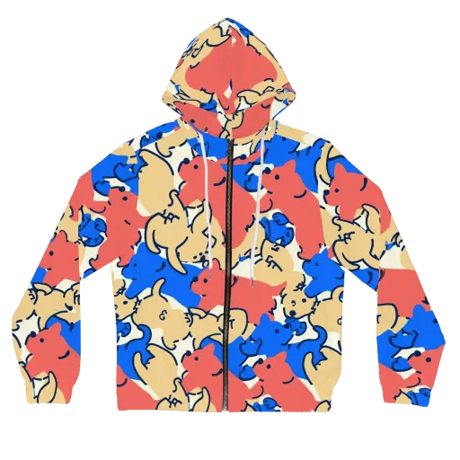 Pop Parade Pups on a Women's Full-Zip Hoodie