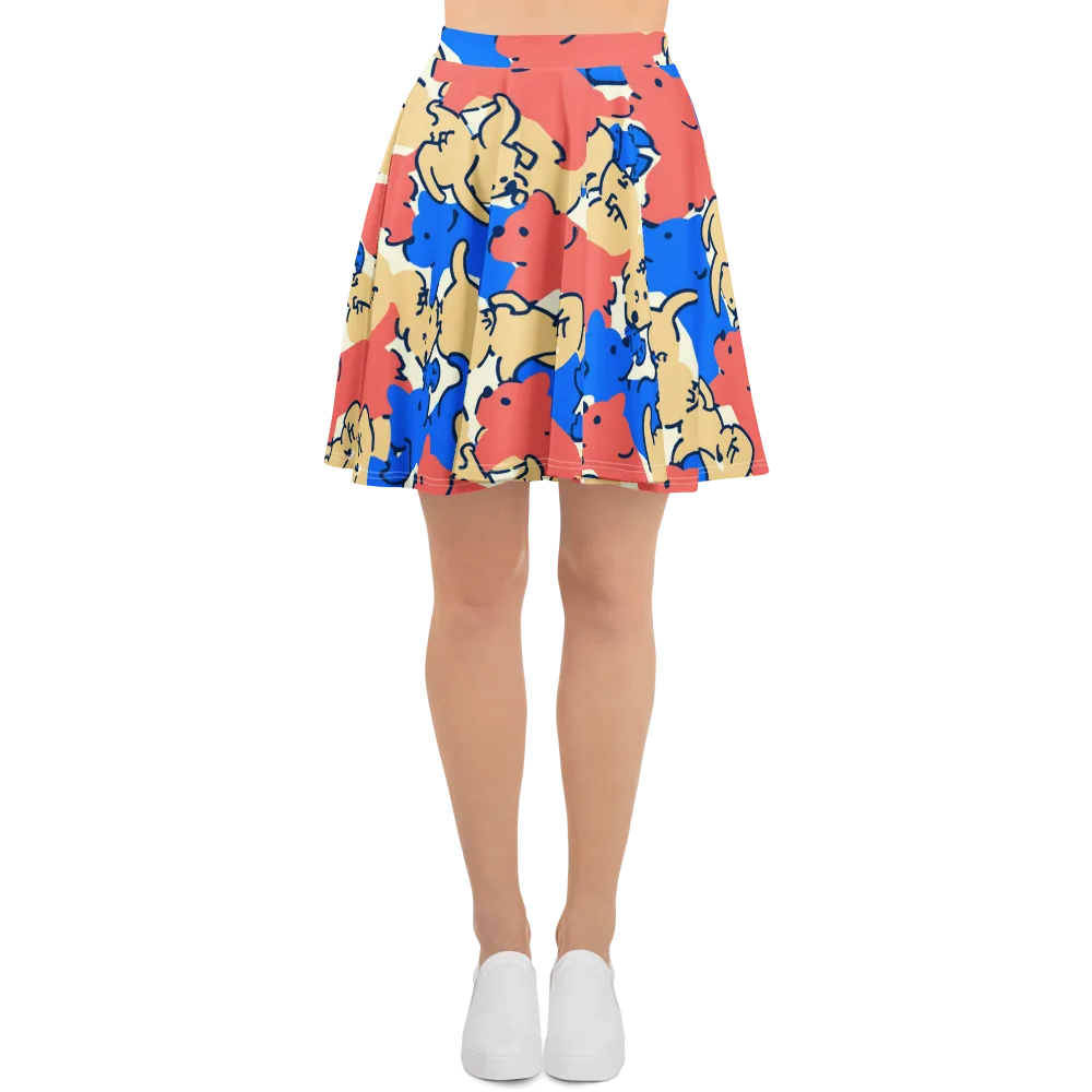 Pop Parade Pups on Skater Skirt — Front