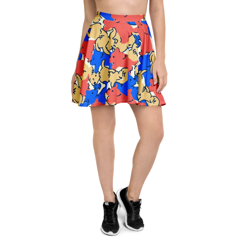 Pop Parade Pups on Skater Skirt — Front