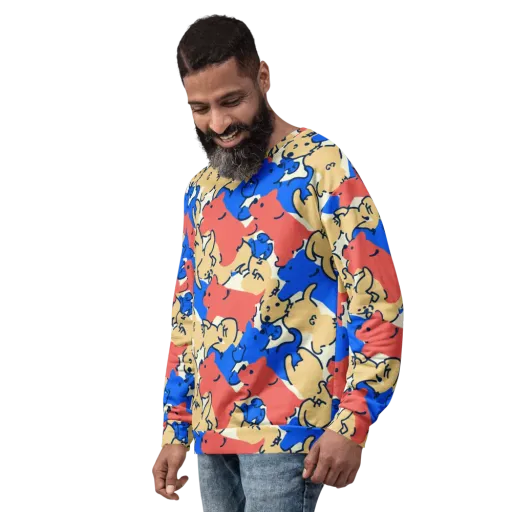 Pop Parade Pups on a Sweatshirt
