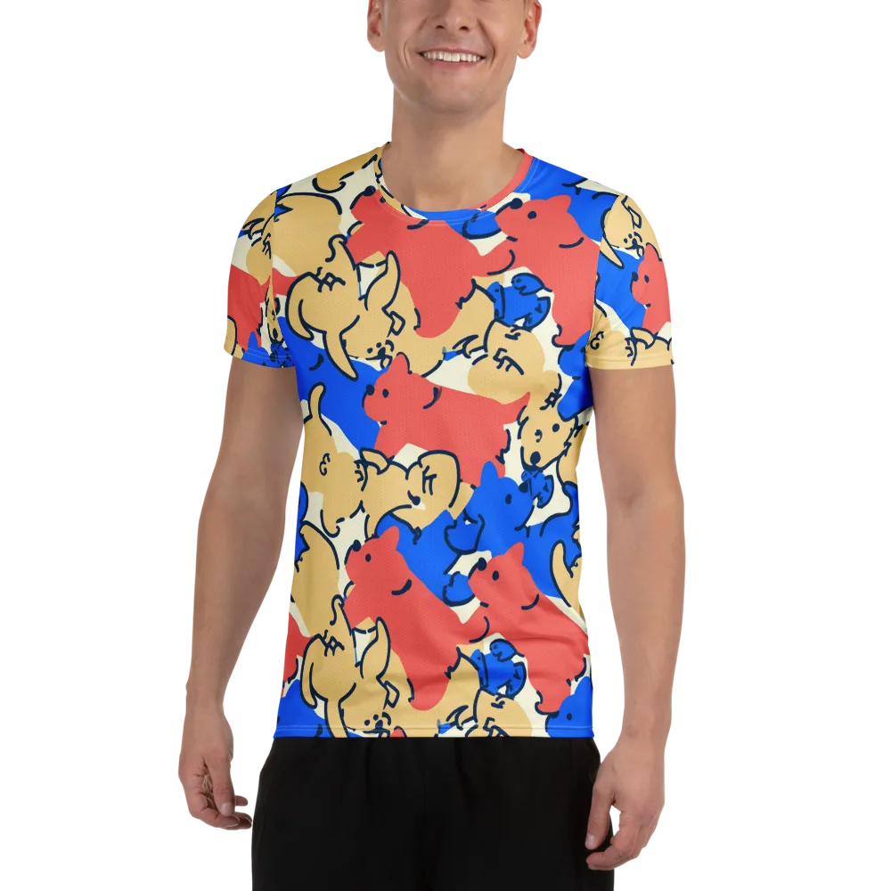 Pop Parade Pups on Men's Athletic T-Shirt — Front
