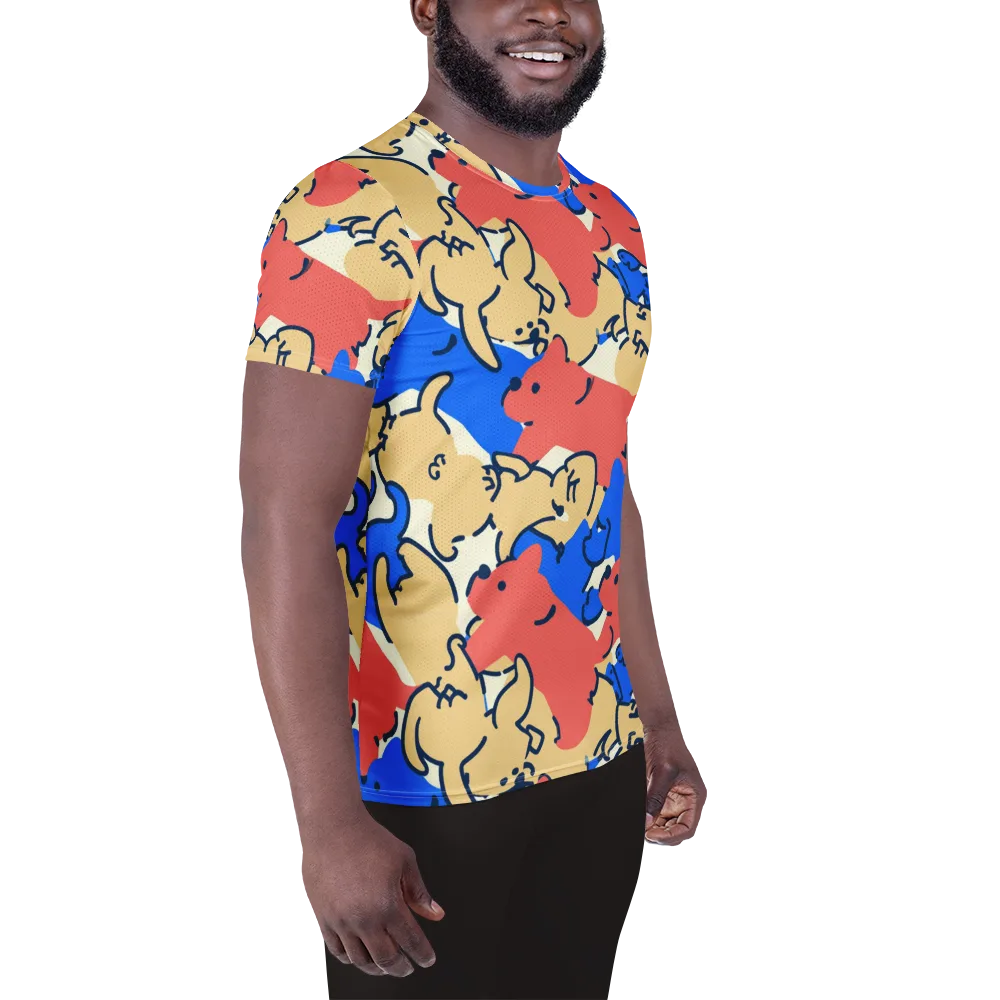 Pop Parade Pups on Men's Athletic T-Shirt — Right