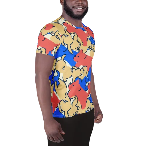 Pop Parade Pups on a Men's Athletic T-Shirt