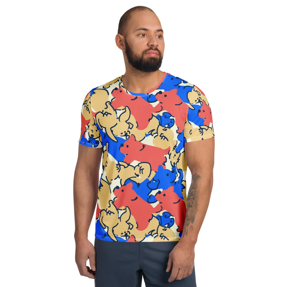 Pop Parade Pups on Men's Athletic T-Shirt — Front
