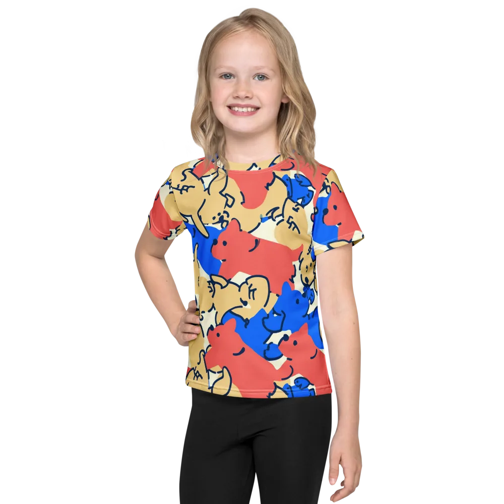 Pop Parade Pups on Kids Crew Neck T-Shirt — Front