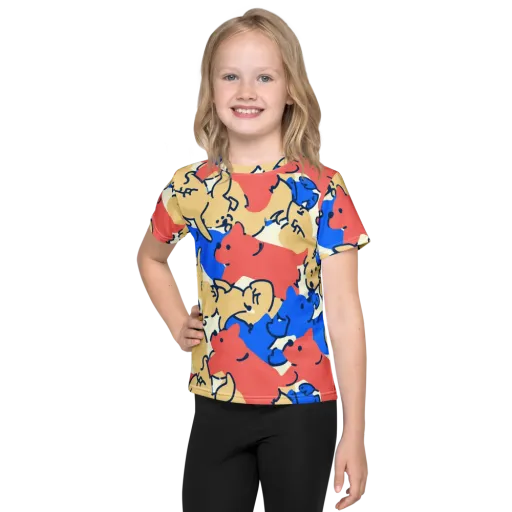 Pop Parade Pups on a Kids Crew Neck T-Shirt