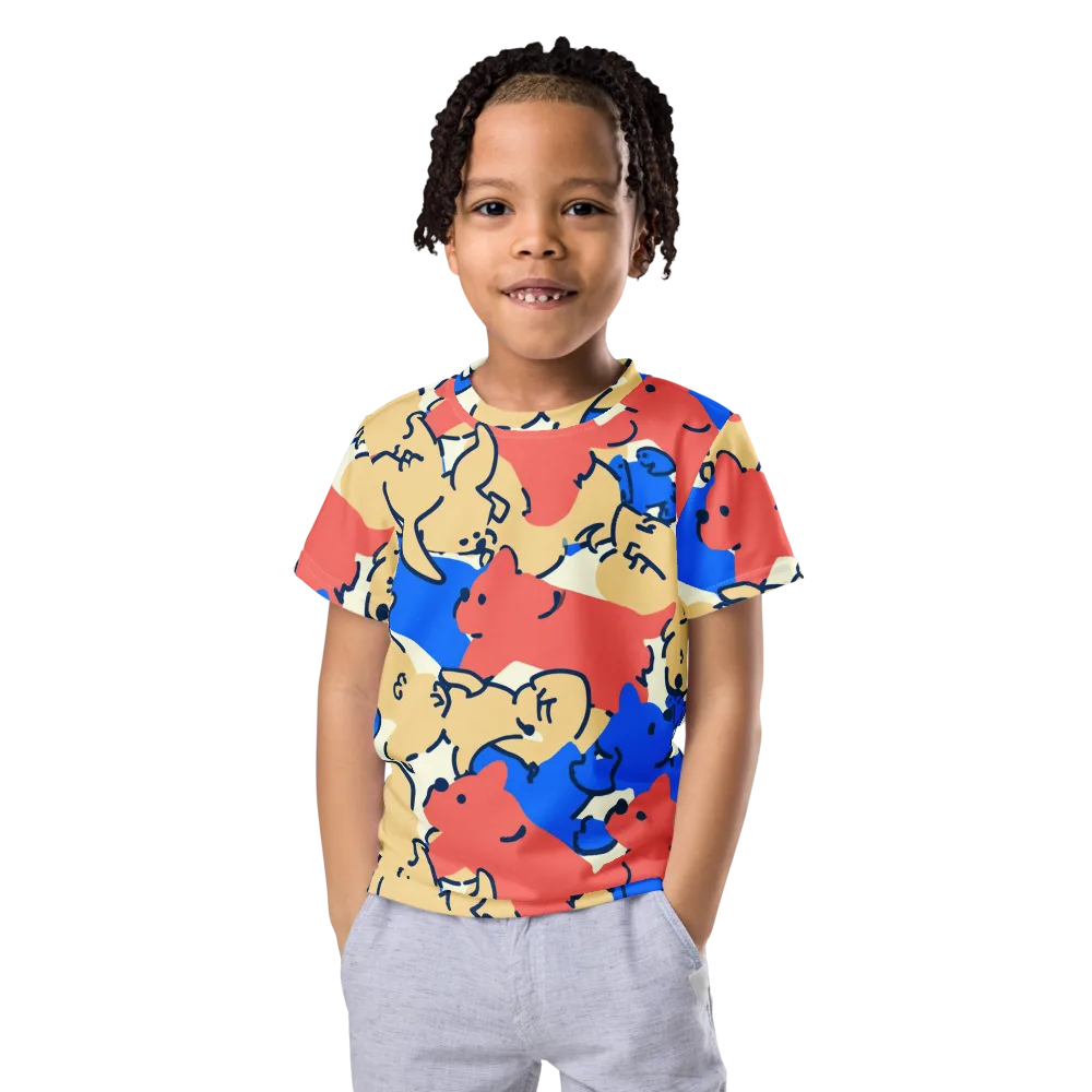 Pop Parade Pups on Kids Crew Neck T-Shirt — Front