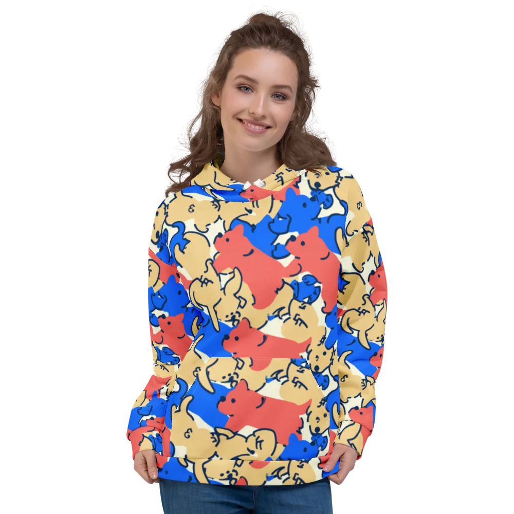 Pop Parade Pups on Hoodie — Front