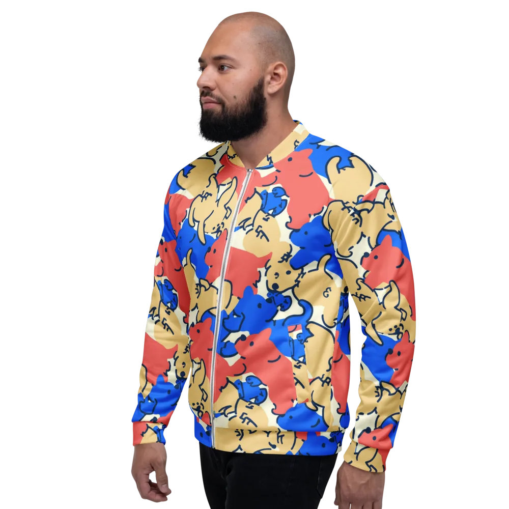 Pop Parade Pups on Bomber Jacket — Left