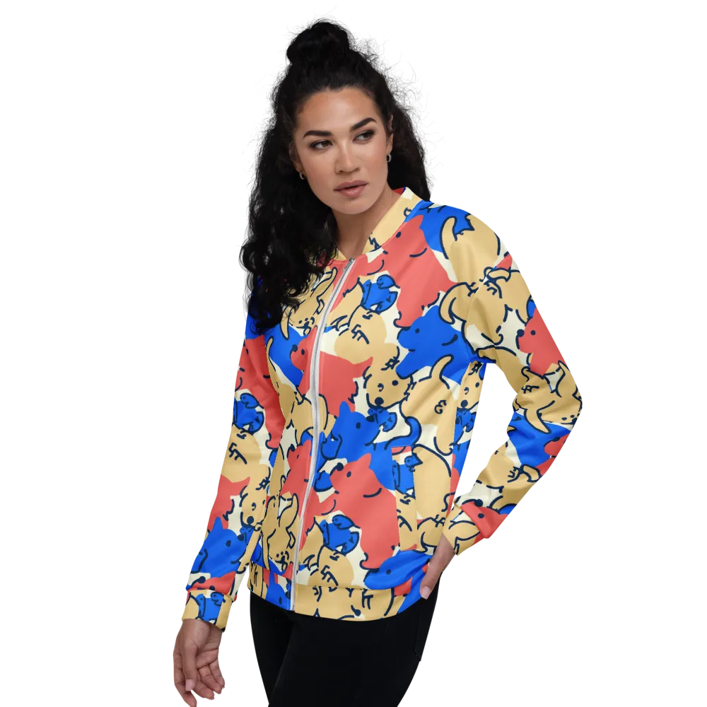 Pop Parade Pups on Bomber Jacket — Left