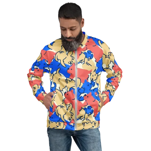 Pop Parade Pups on a Bomber Jacket
