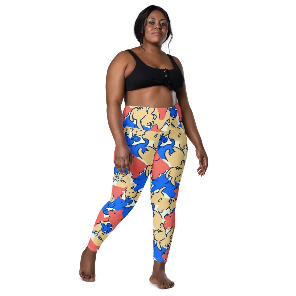 Pop Parade Pups on Leggings with Pockets — Front
