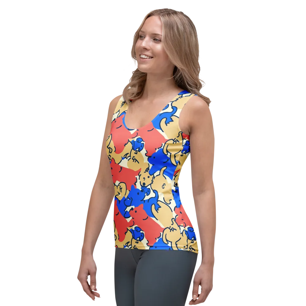 Pop Parade Pups on Women's Tank Top — Left Front