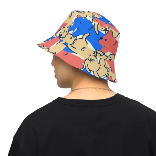 Pop Parade Pups on a Reversible Bucket Hat