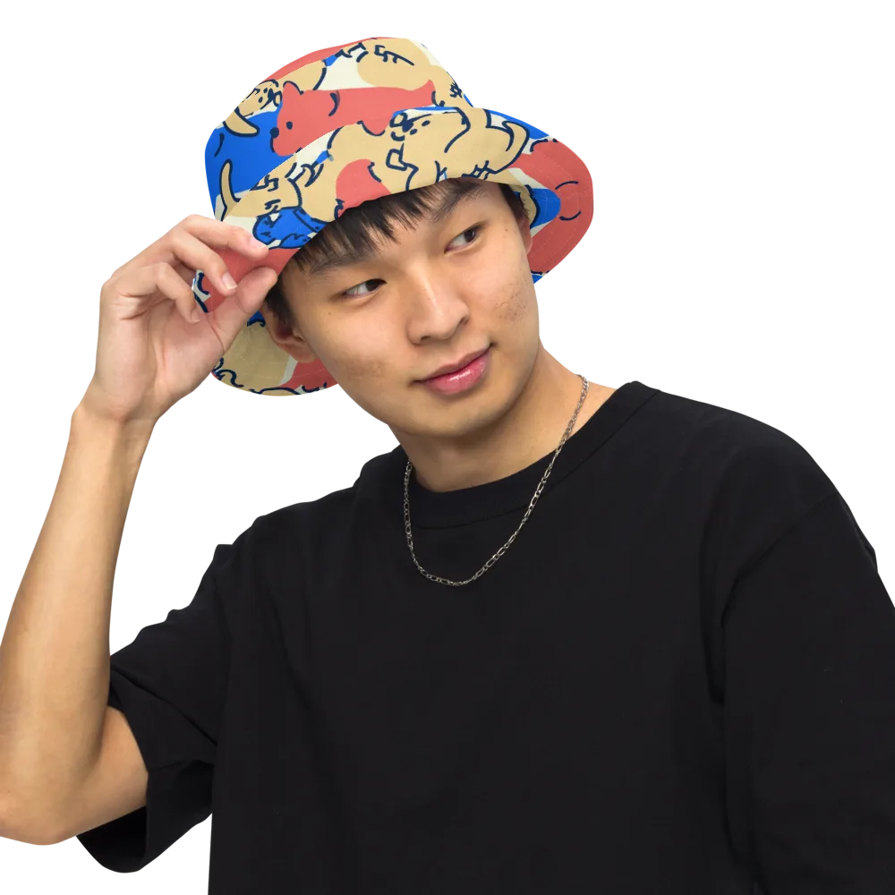 Pop Parade Pups on Reversible Bucket Hat — Front Inside