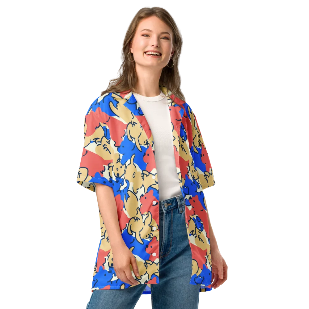 Pop Parade Pups on Button Shirt — Front