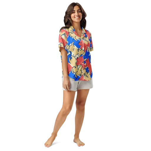 Pop Parade Pups on a Women's Short Sleeve Pajama Top