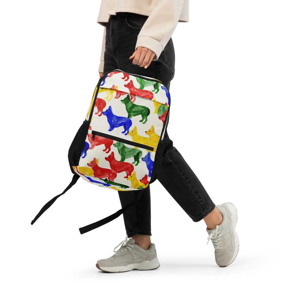 Colorful Canine Parade on Utility Backpack — Front