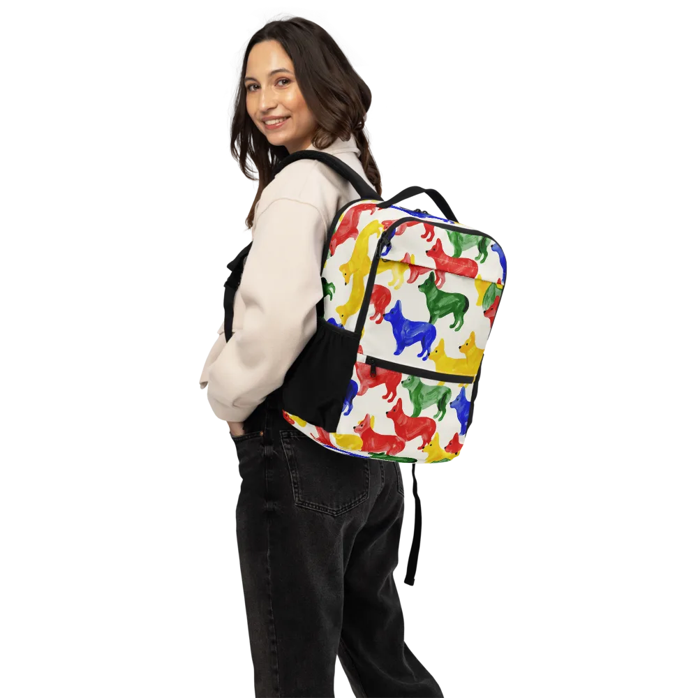 Colorful Canine Parade on Utility Backpack — Back