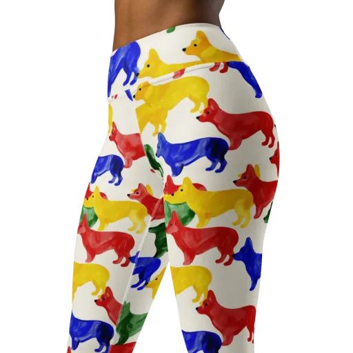 Colorful Canine Parade on a Yoga Leggings
