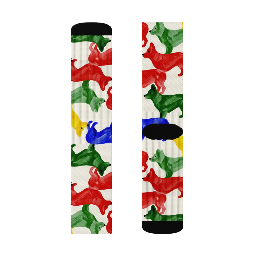 Colorful Canine Parade on Socks — Left Sock
