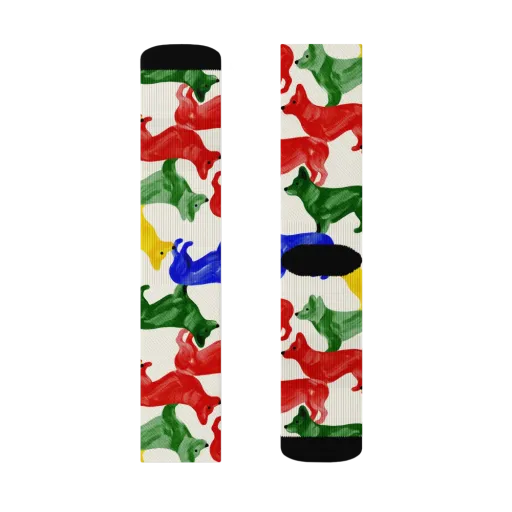 Colorful Canine Parade on a Socks