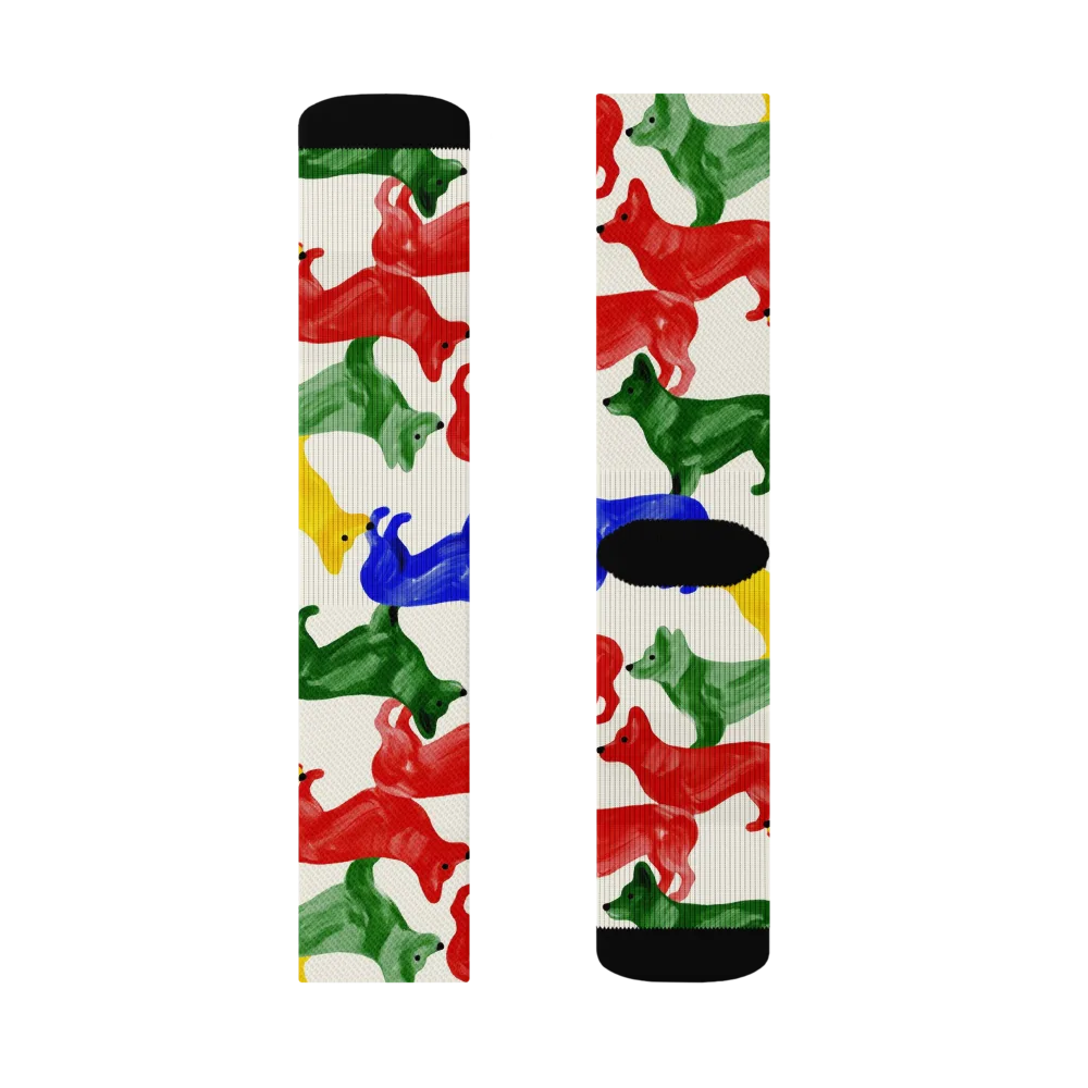 Colorful Canine Parade on Socks — Right Sock