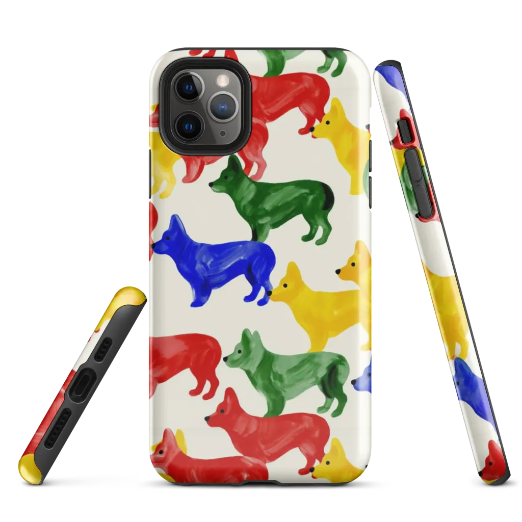 Colorful Canine Parade on Tough Case for iPhone® — Front