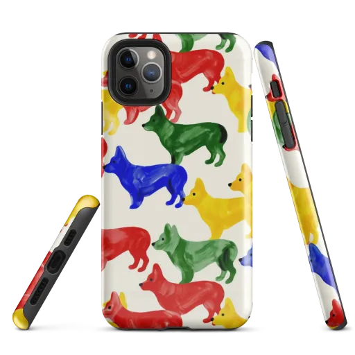 Colorful Canine Parade on a Tough Case for iPhone®