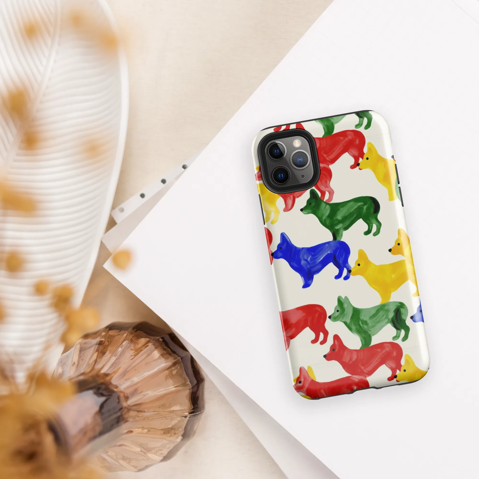 Colorful Canine Parade on Tough Case for iPhone® — Front