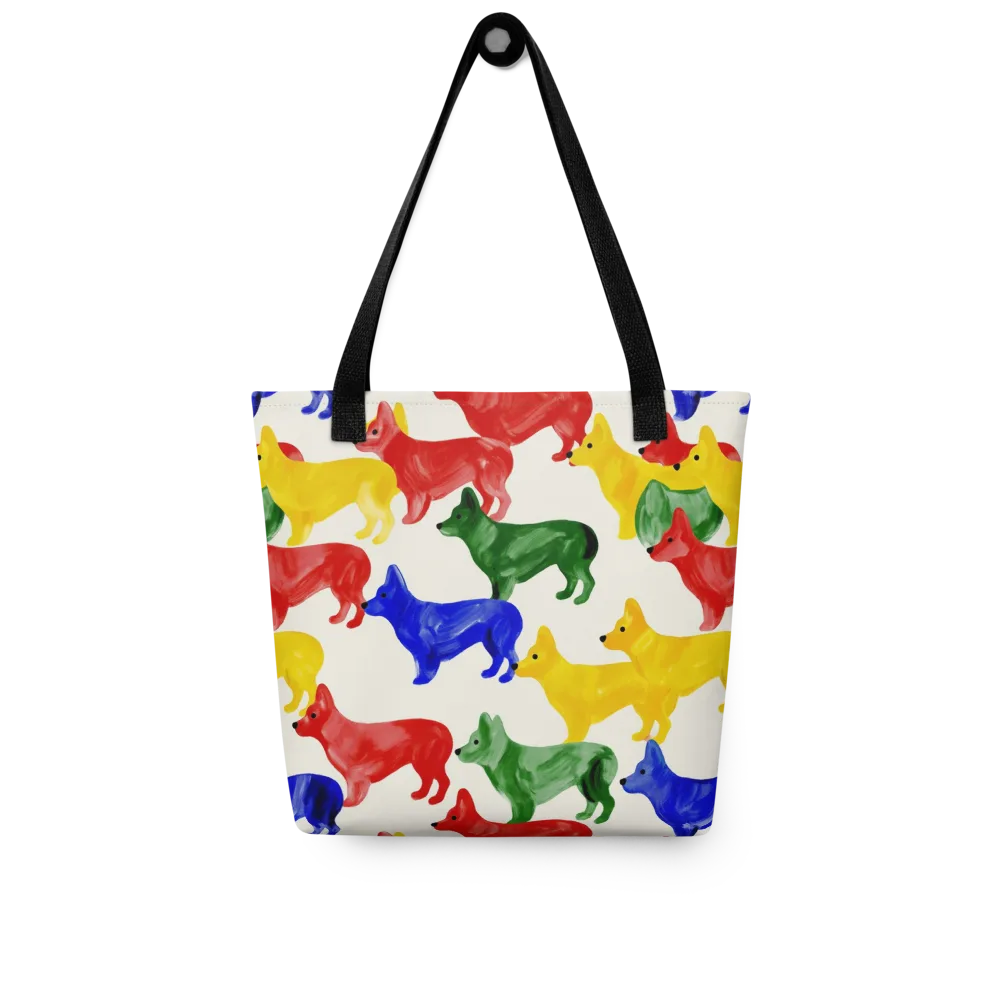 Colorful Canine Parade on Tote Bag — Front