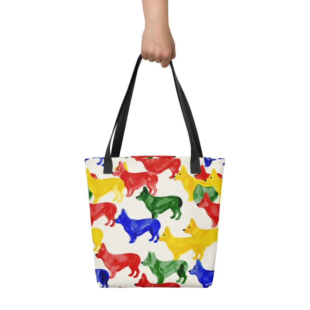 Colorful Canine Parade on Tote Bag — Front