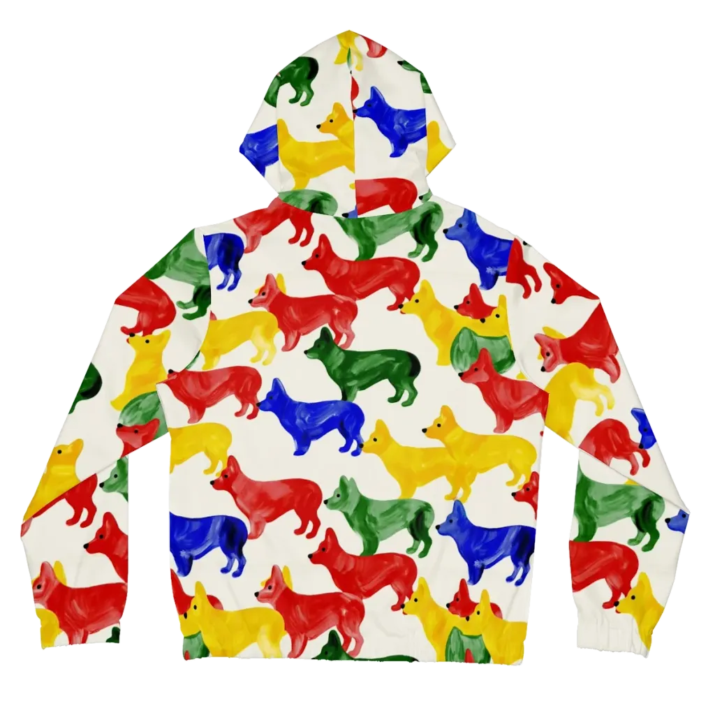 Colorful Canine Parade on Women's Full-Zip Hoodie — Back