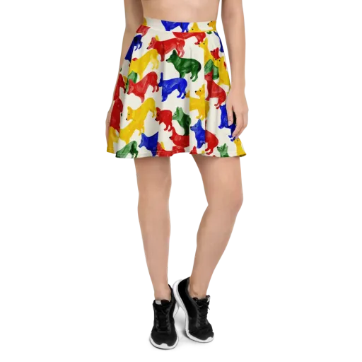 Colorful Canine Parade on a Skater Skirt